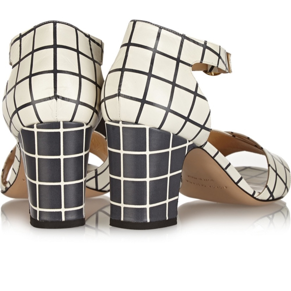 BIONDA CASTANA Black Mid Heel Checked Sandals - Picture 2 of 5